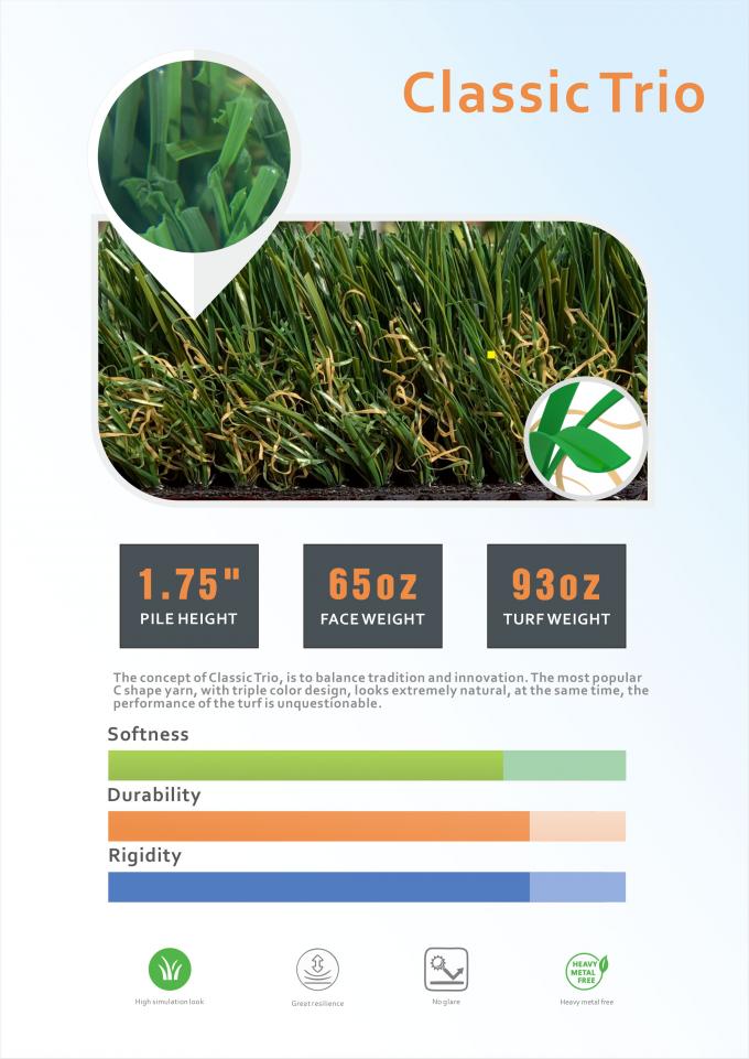 재활용할 수 있는 100%를 지원하는 자연적 본 정원 상업적 인조 잔디 러그 합성 잔디 잔디 ECO 0