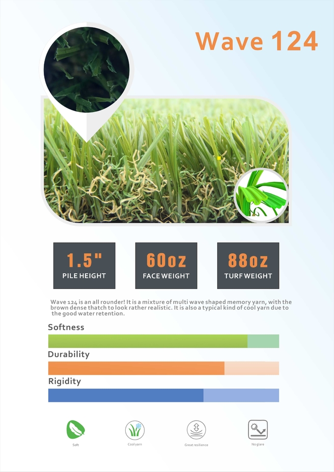 Lanscaping 15m 고도를 위한 정원 잔디 Cesped 인공적인 녹색 양탄자 0